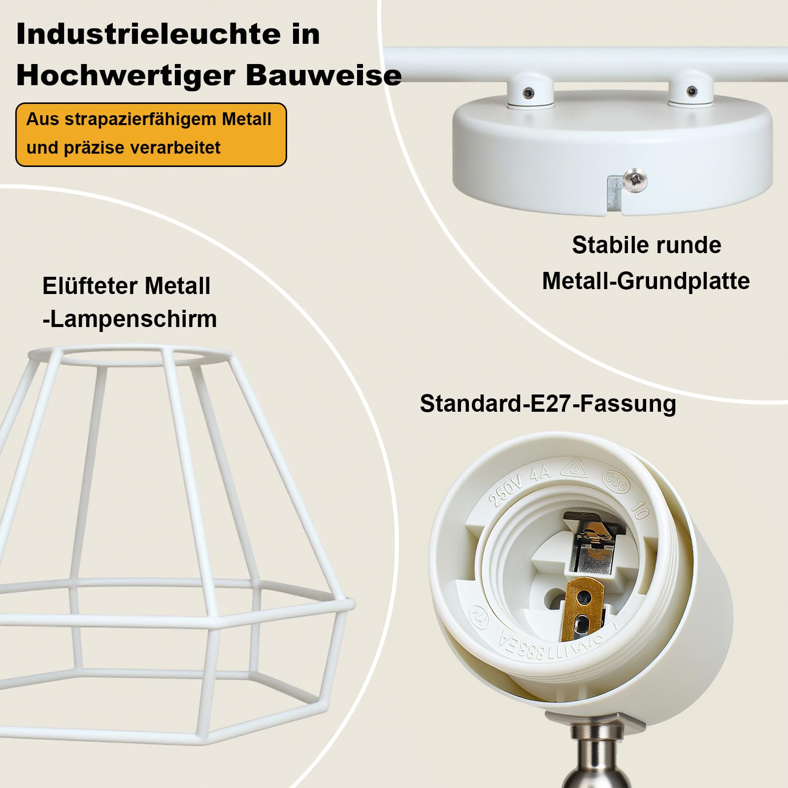 HiBay LED Deckenstrahler 6 Flammig E27 Deckenleuchte Wohnzimmer Weiß Modern Schwenkbar 350° Deckenbeleuchtung für Schlafzimmer Flur, max. 60 Watt Ohne Leuchtmittel | Schlafzimmerlampe 350° Drehbar Deckenbeleuchtung 230V Max. 60 Watt für Wohnzimmer Küche K
