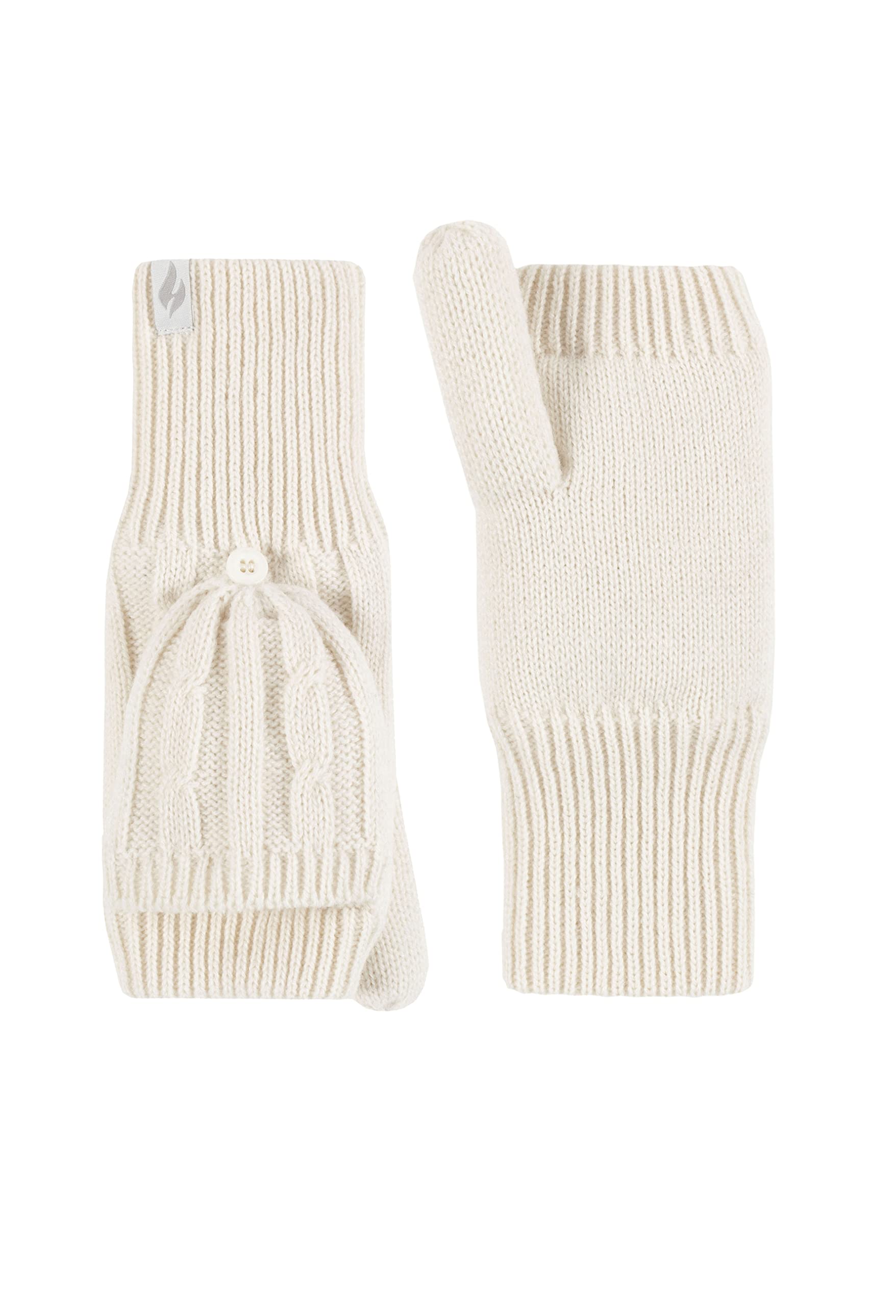 Heat Holders Ash Cable Knit Converter Mittens, Cream, Women