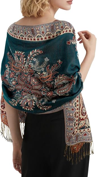 E-Clover Pashmina Shawl Wraps for Women Evening Dresses Elegant Soft Rave Scarf Festival Reversible Men Scarves