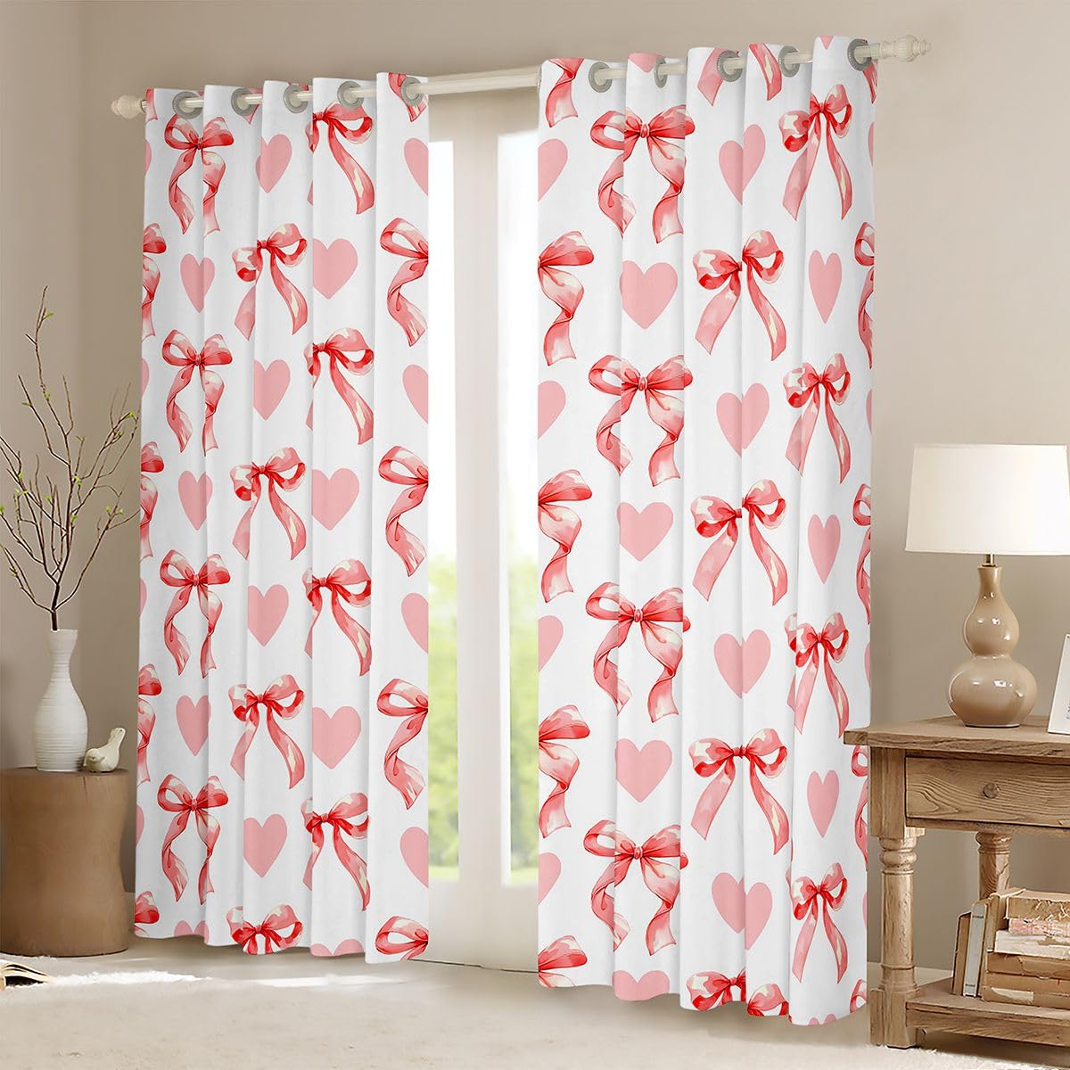 Lot de 2 rideaux de fenêtre en forme de cœur pour garçons et filles - Taille L - Motif princesse - 175 x 140 cm