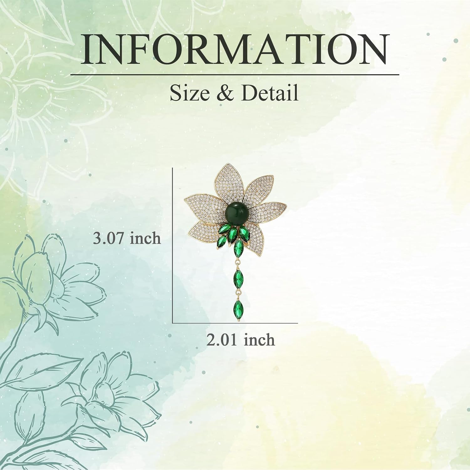 Flower Brooch for Women Girls Flower Rhinestone Brooch Gold Plated Lapel Pin Clothing Accessory Wedding Gift Fashion Jewelry for Mom Wife