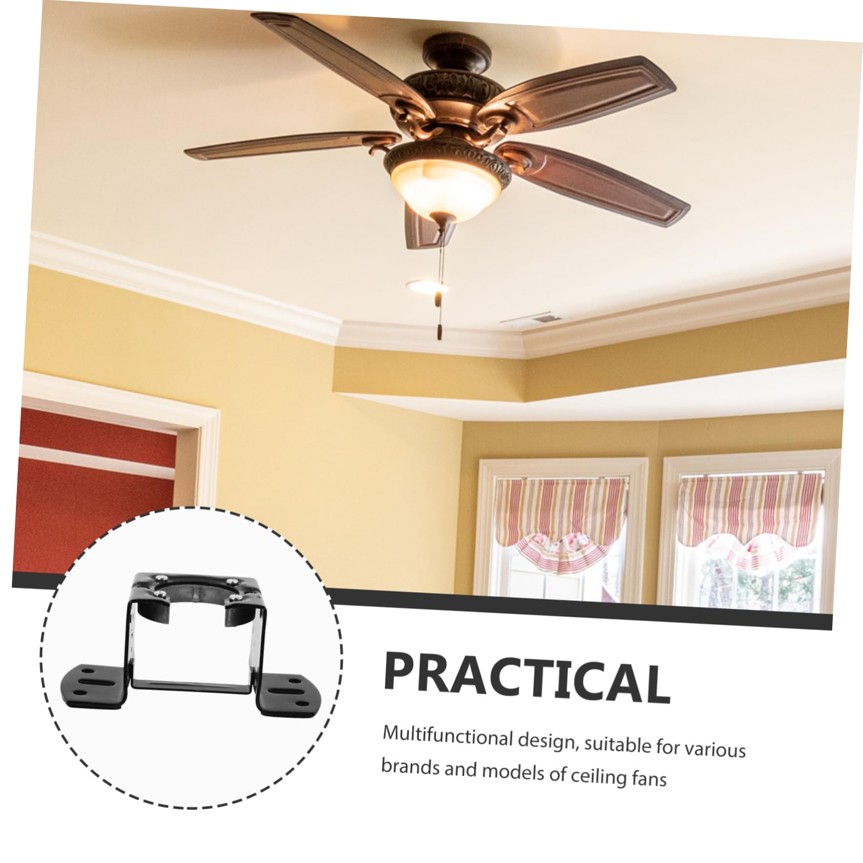 Yardenfun Kit de Montaje para Ventilador de Techo Soporte de Instalación para Techos Inclinados Adaptador Compatible Varios Hierro Resistente Fácil de Instalar para Hogar Color Negro