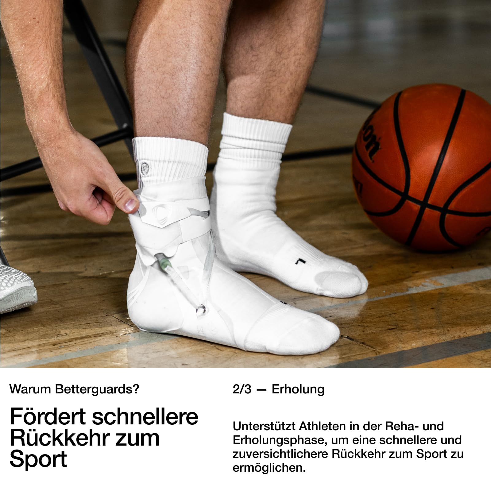 BETTERGUARDS Tobillera de doble capa 3.0 para hombres y mujeres, máxima protección contra lesiones de tobillo en baloncesto, fútbol y otros deportes – Blanco (Medium, Derecha)