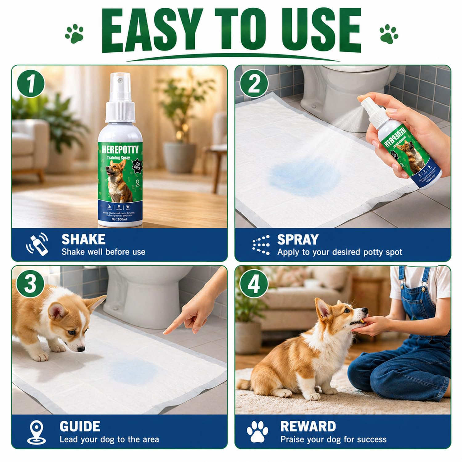 Dog Potty Training Spray for Dogs & Puppies, No-Go Spray & Here Potty Training Spray, Puppy Potty Training Aid for Housebreaking, Safe Gentle Formula, Natural Indoor & Outdoor Use, 3.4Floz 2Pcs — view 7