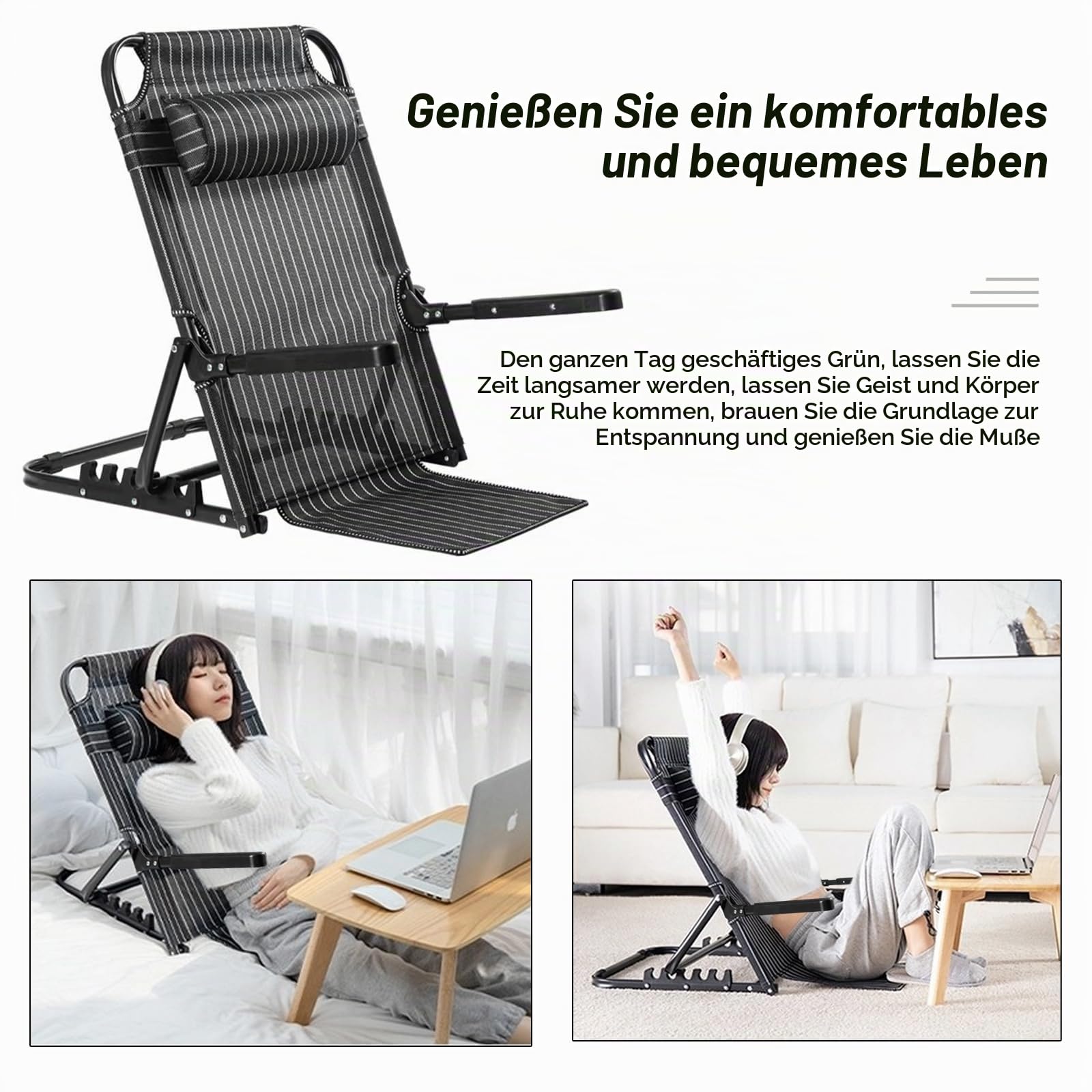 Aisny Bettkissen Rückenlehne, Rückenlehnenkissen Bett Lesekissen Keilkissen Bett Tragbar Liegestuhl Klappbar Faltbar Strandmatte Mehrwinkelverstellbar für Lesen Ausruhen Erholen