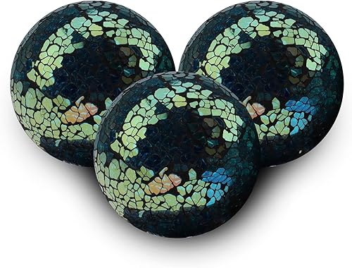 ZningEsxi Esfera sólida de cristal de mosaico 3 piezas de 33in334 pulgadas centro de mesa de grietas bolas de decoración para cuencos jarrones