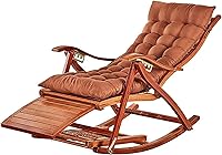 Vista 1 de Mecedora de bambú plegable de jardín para tumbonas de ancianos, silla de terraza con cojín, estable y ergonómica de madera, silla de jardín