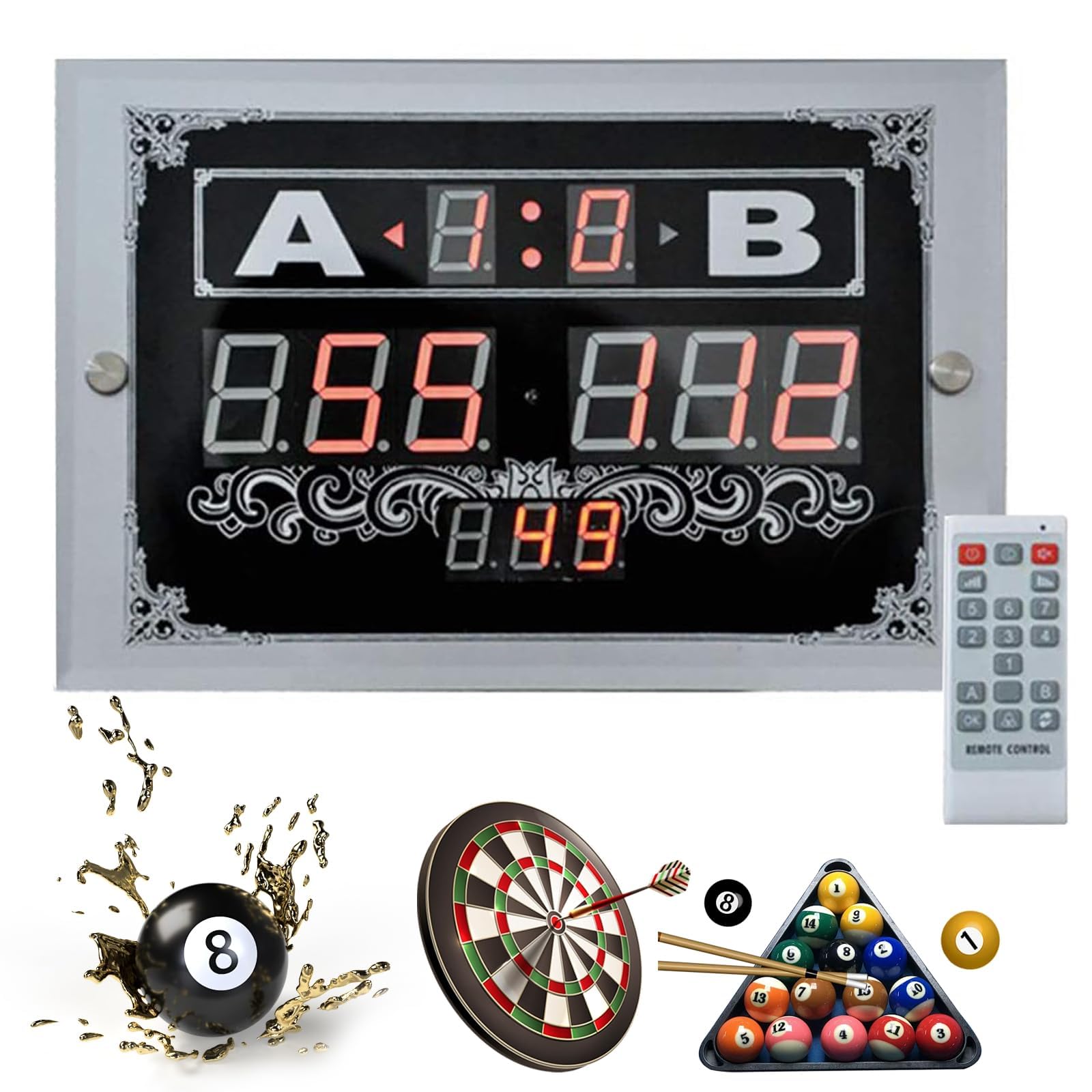 Tabellone segnapunti digitale LCD, segnapunti da biliardo telecomandato per ping pong, inseguitore elettronico da tavolo per giochi e tornei