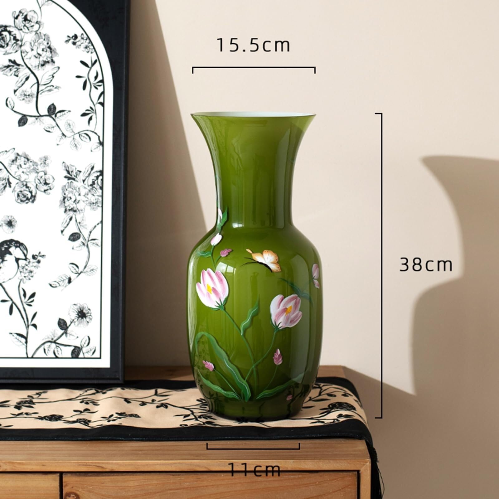 Vasi per fiori Vaso da terra, calibro retrò di grandi dimensioni con motivo floreale decorativo for soggiorno Centrotavola
