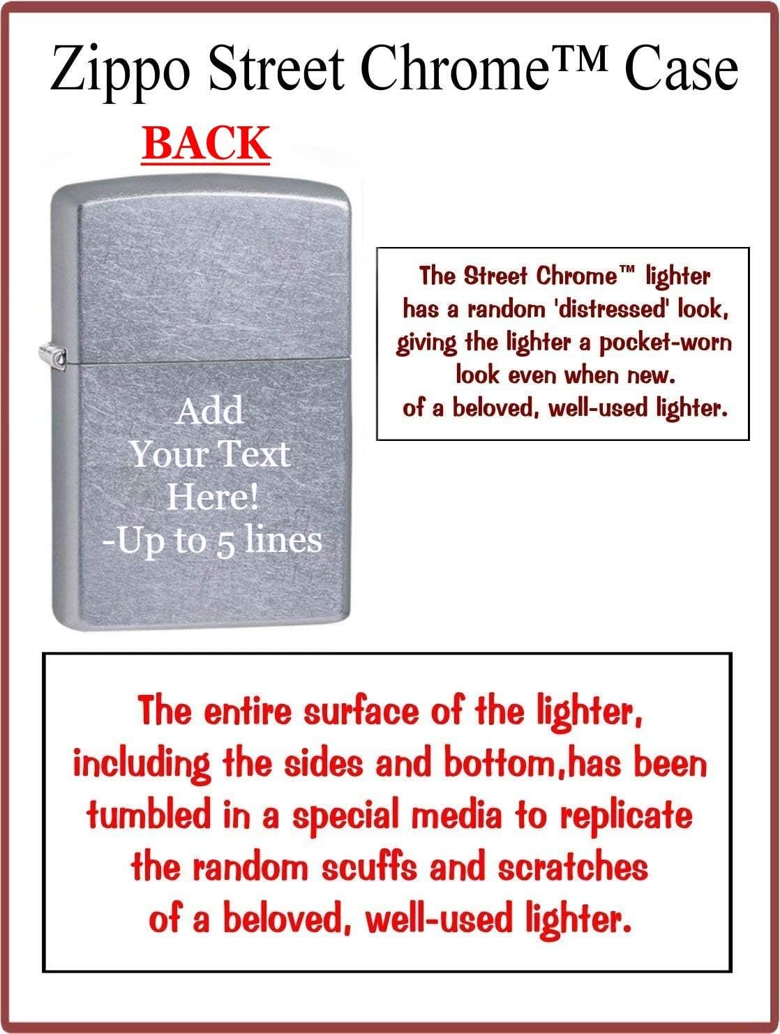 Zippo Lighter-Personalized Custom Message Engraved on Backside Rottweiler Street Chrome Windproof Lighter Z5370