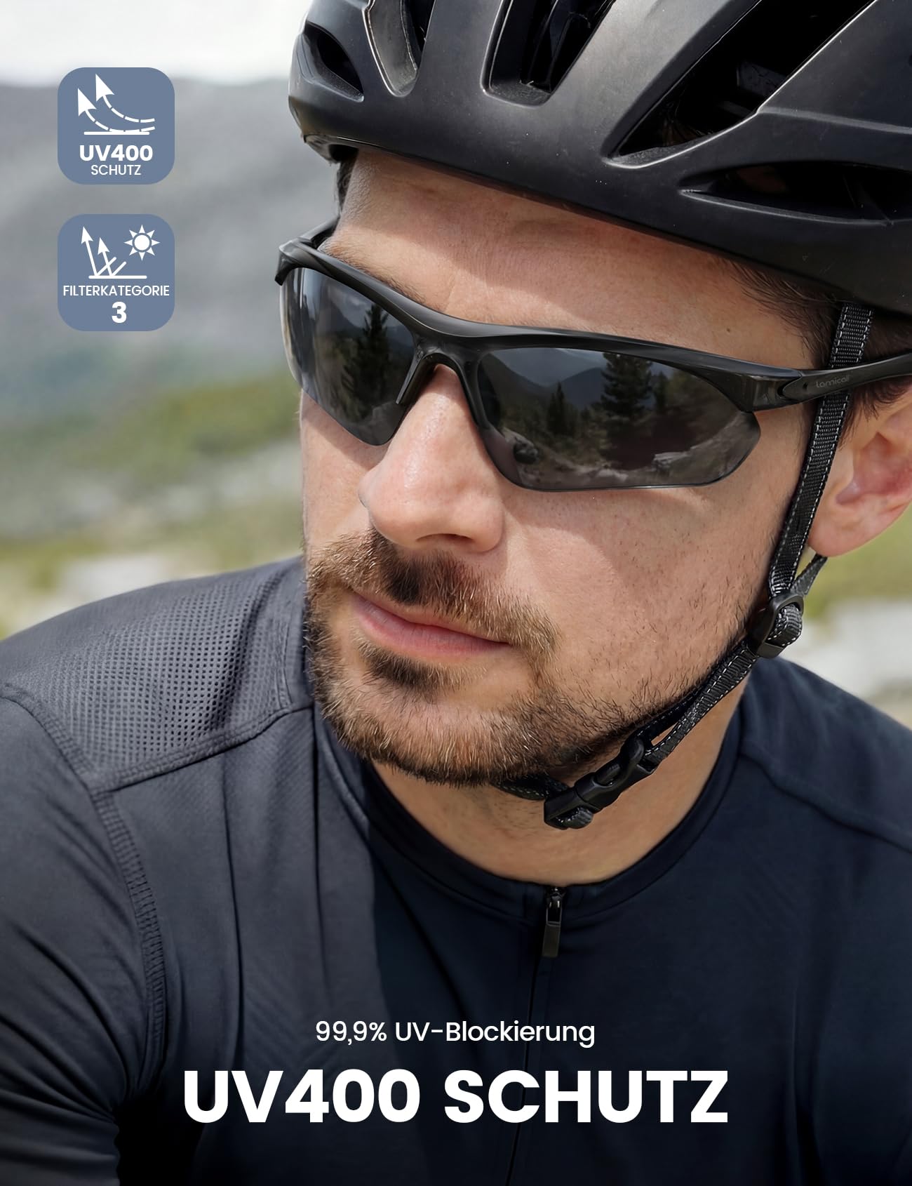 Lamicall Sportbrille Herren, Fahrradbrille Damen Sonnenbrille - [22g Ultraleicht & Multifunktional] Polarisierte Schnelle Brille mit UV400 Schutz, TR-90 Sport Brille für Fahrrad, Laufen, Autofahren - 3