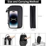 Portable Electronics Travel Organizer with Double Layer Design, Waterproof Electronic Organizer to Hold USB Flash Drive, Cords, Chargers, Phones, Earphones, Power Banks, Mouse, and SD Card Black