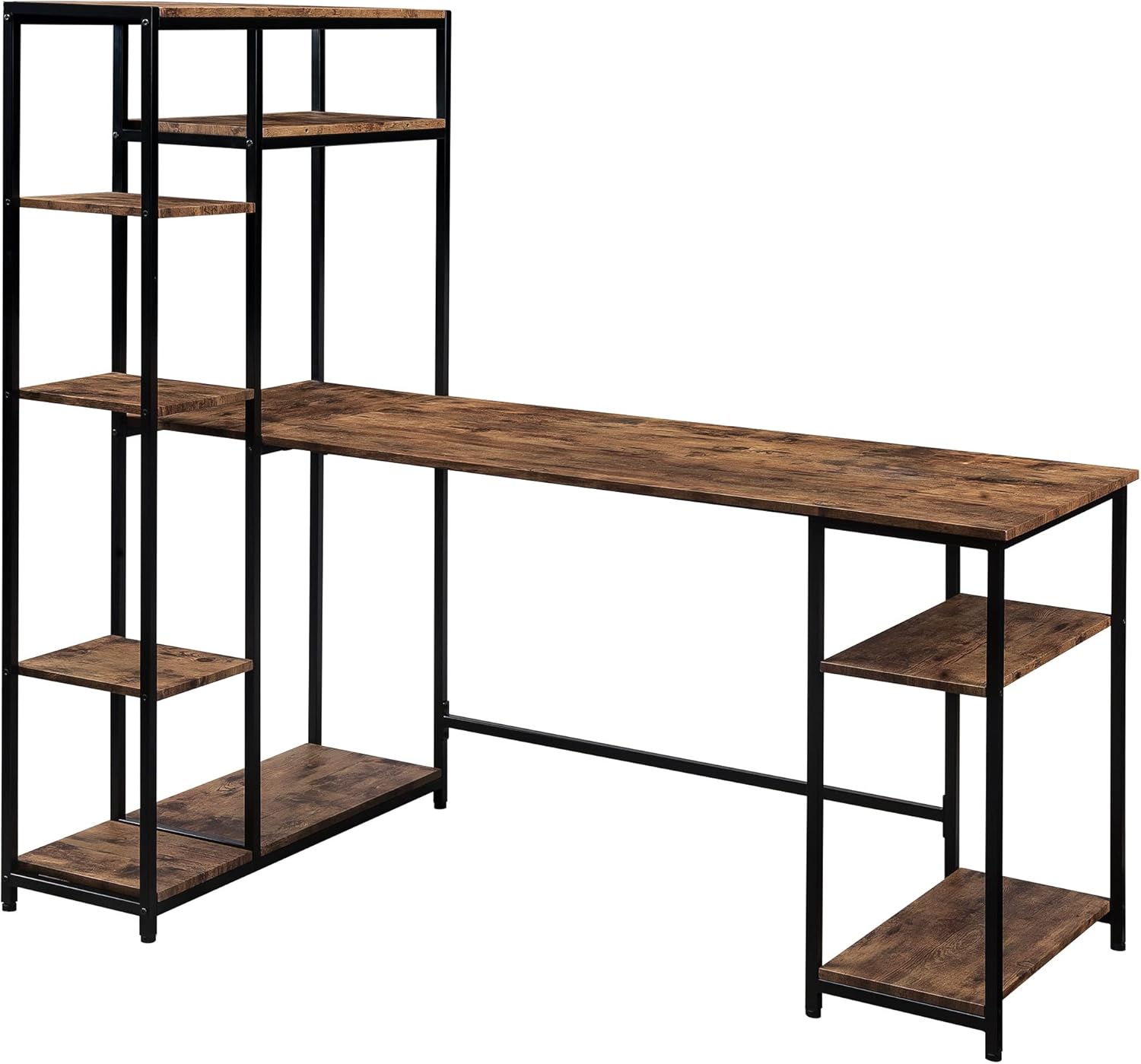 Home Office Computer Desk with Multiple Storage Shelves