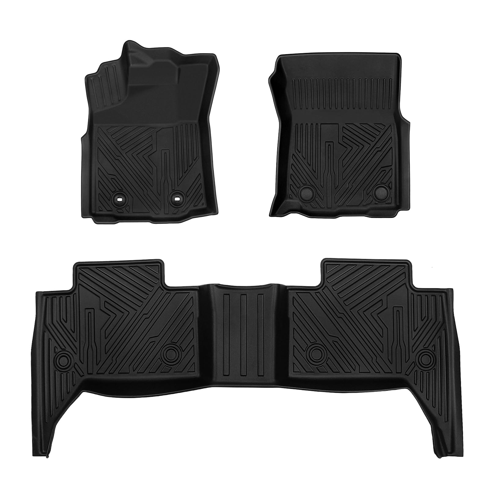 Floor Mats Compatible with 2018-2022 2023 Toyota Tacoma Double Cab Floor Liners All Weather Protection Floor Mats Liners 1st & 2nd Row Black