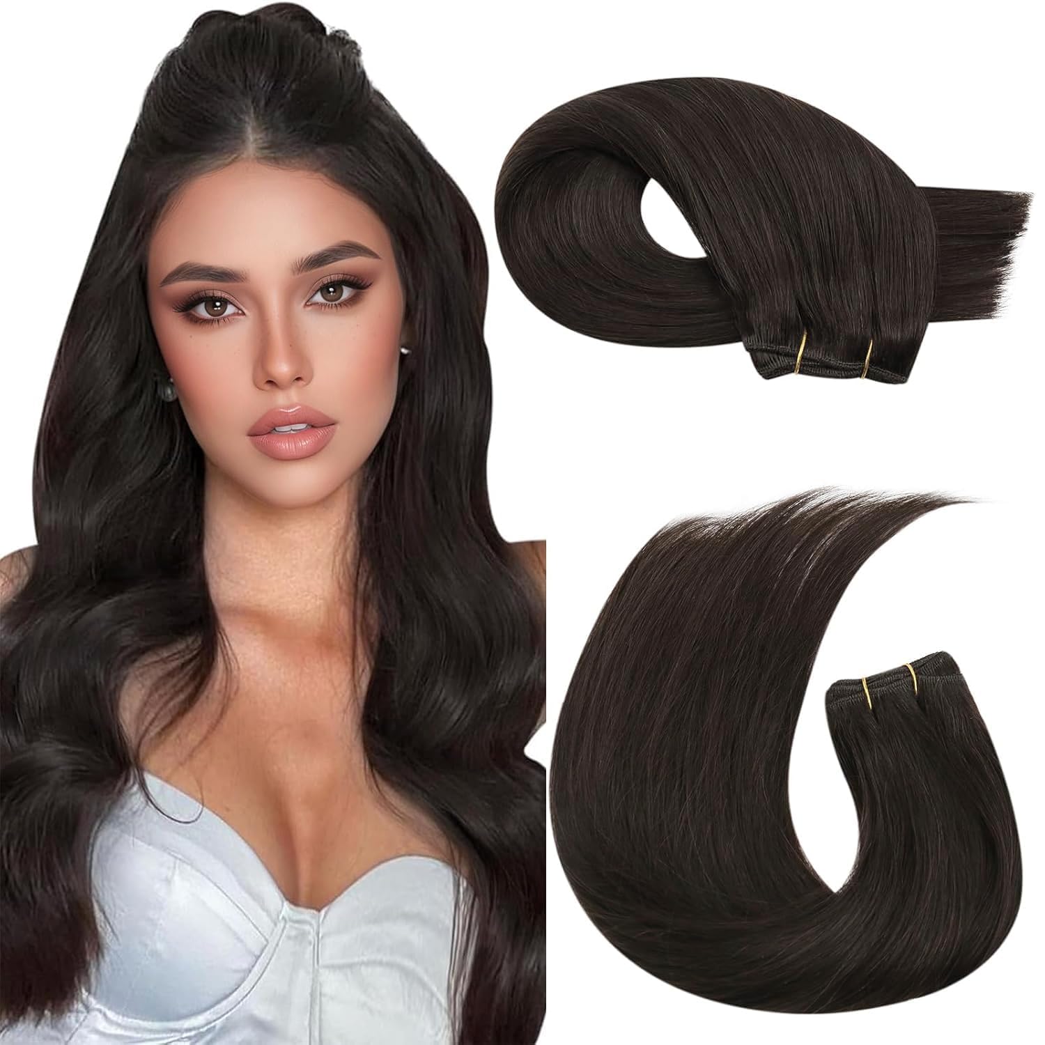 Moresoo Echthaar Weft Extensions Tressen Extensions Echthaar