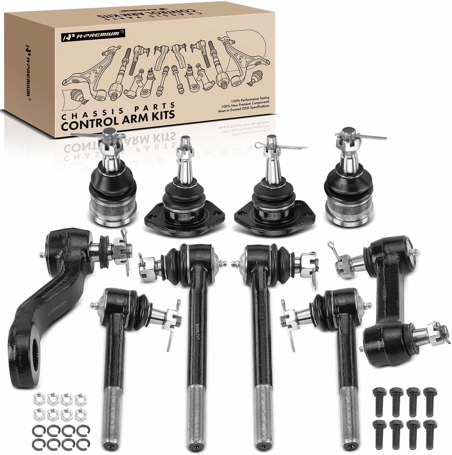 10-Piece Suspension Kit – Upper/Lower Ball Joints, Tie Rod Ends, Idler & Pitman Arm For 4Runner & T100 Pickup