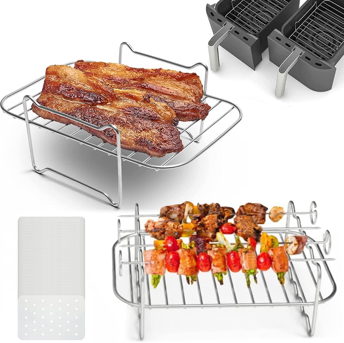 Jetcloud 2pcs Air Fryer Rack Stainless Steel Double Layer Air Fryer