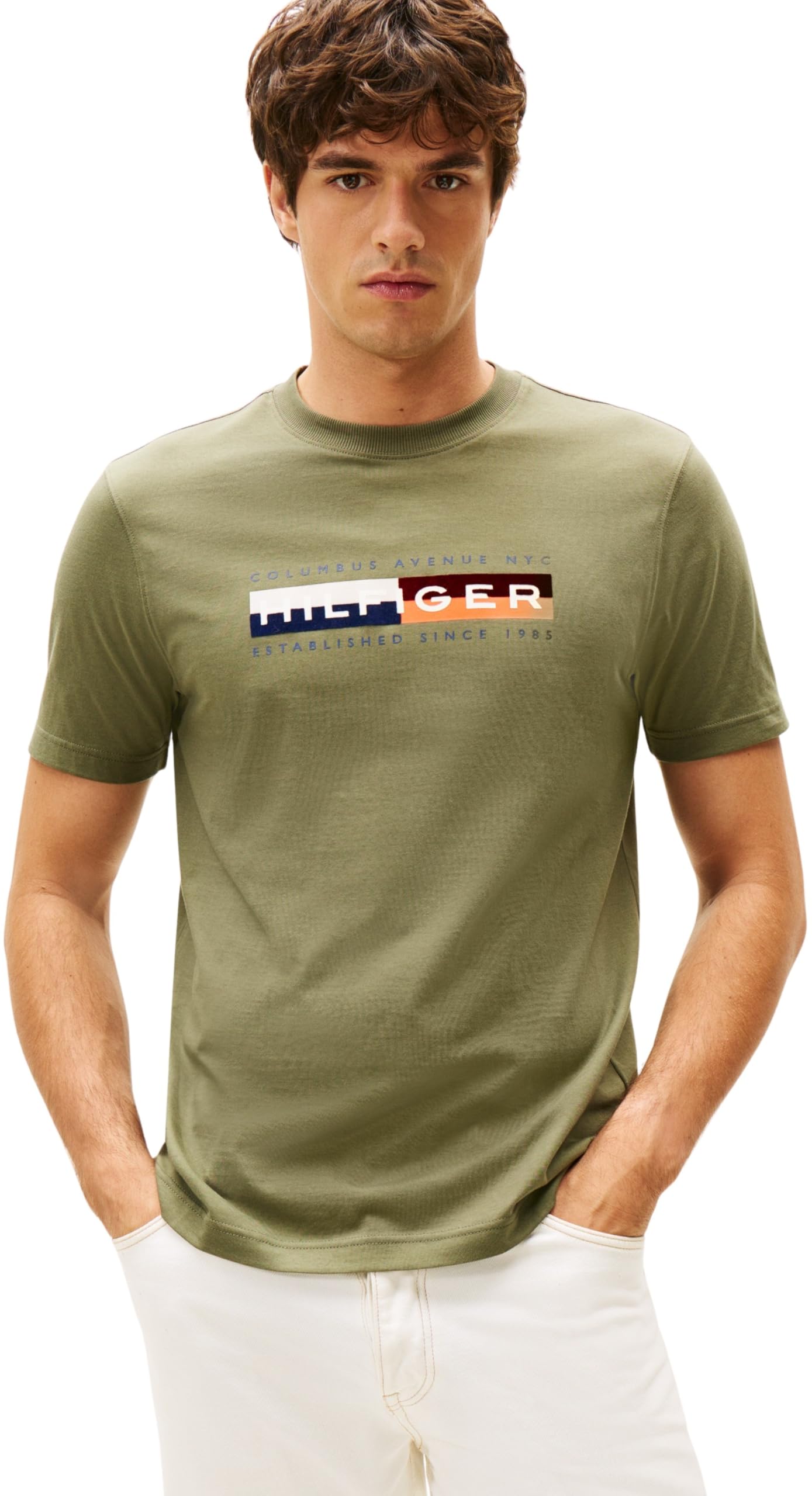 Tommy Hilfiger Herren T-Shirt Kurzarm Colour Block Graphic mit Rundhalsausschnitt