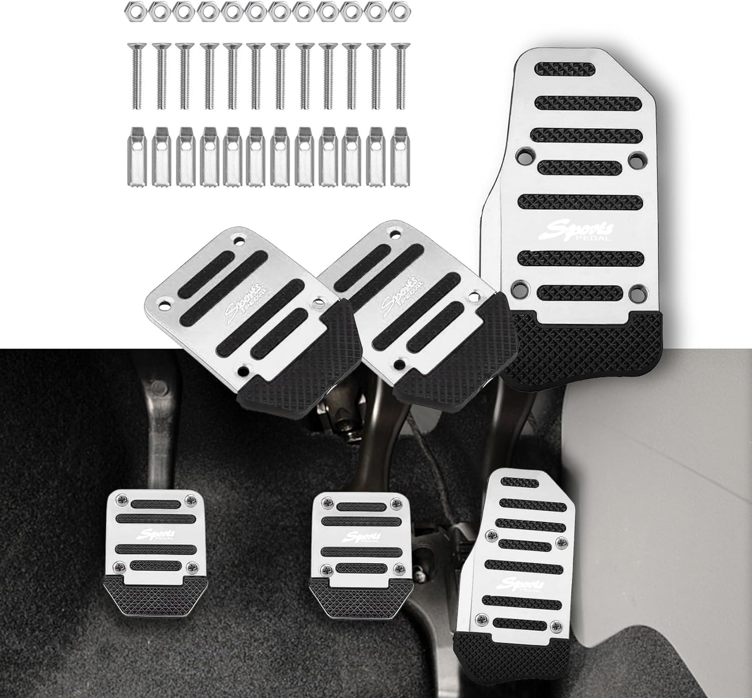 Roshneer Non-Slip Manual Car Pedals Kit Sports Pad Covers (Pack of 3Pices) (Silver and Black) Compatible with Honda Elevate-image-38