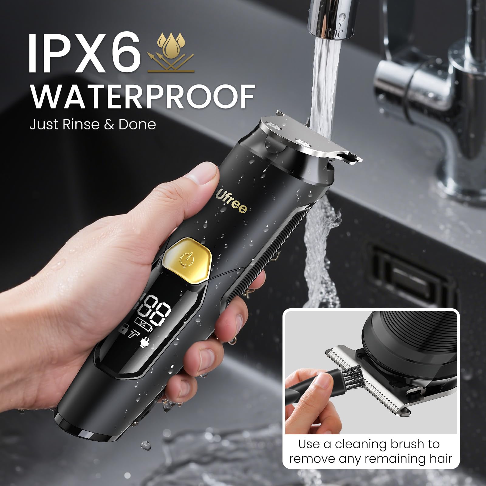 Ufree 3-in-1 Beard Trimmer Kit, Men's Electric Shaver Razor for Mustache Body Nose Facial Hair, Professional Hair Trimmer, Rechargeable Clippers, Waterproof Beard Grooming, Birthday Gifts for Men