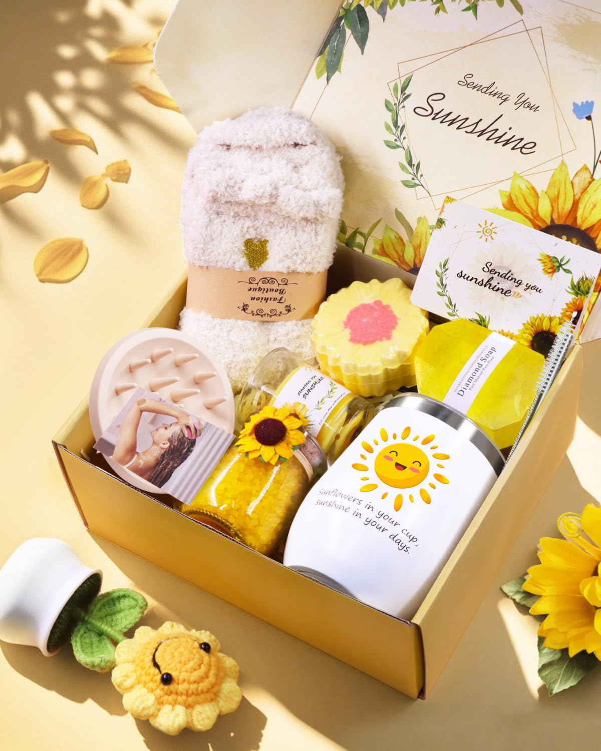 LIVEHITOP Regalo Compleanno Donna, Girasole Regalo Compleanno, Amica, San Valentino, Festa della Mamma, Natale Originale 10PCS Include Tazza Termica Mamma Moglie Figlia Fidanzata Collega