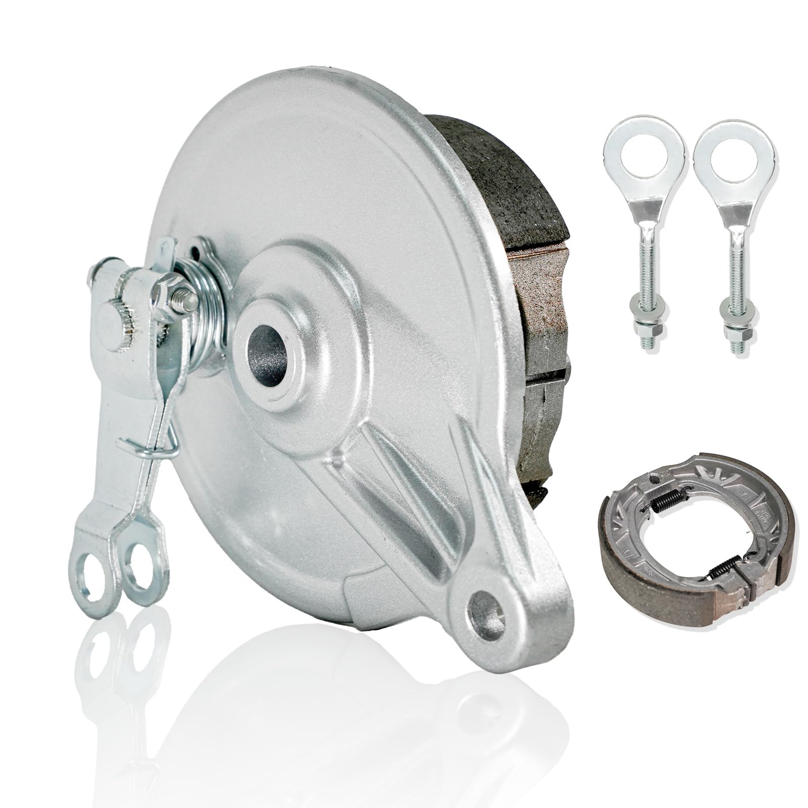 JMCHstore Rear Drum Brake Cover Shoe Kit w/Chain Tensioner for Coleman CT200U BT200X CT200UEX 196cc Hisun 200-3 200-7, Axis M200 Mini bike