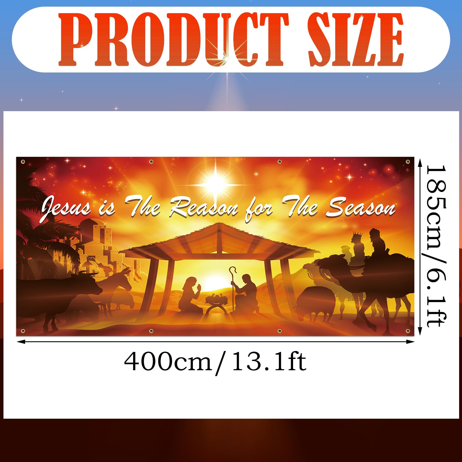 Weihnachtskrippen Garagentor Banner – 244x488 Cm, Polyester, Für Outdoor-Weihnachtsdekoration