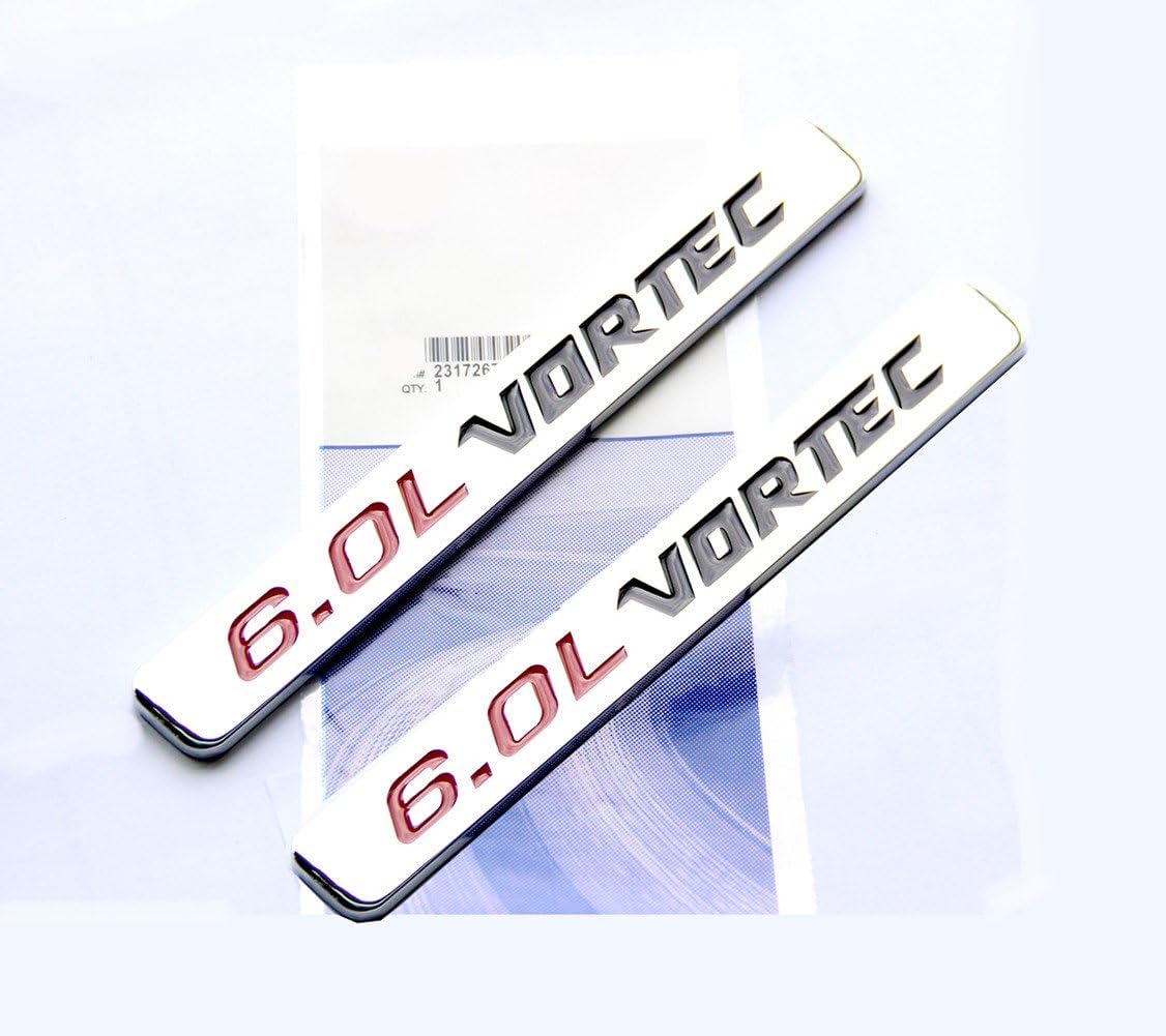 Yoaoo 2Pack OEM 6.0L Vortec Badges Emblems 3D Compatible with 1500 2500Hd 3500Hd Silverado Sierra Truck Chrome Black