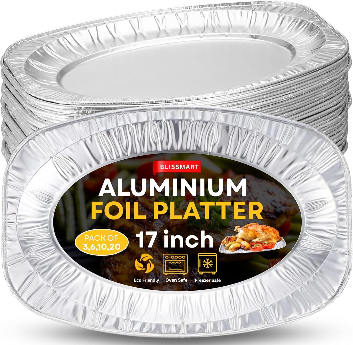 Plateaux de service aluminium lavables résistants au four et au froid extrême lot de 10