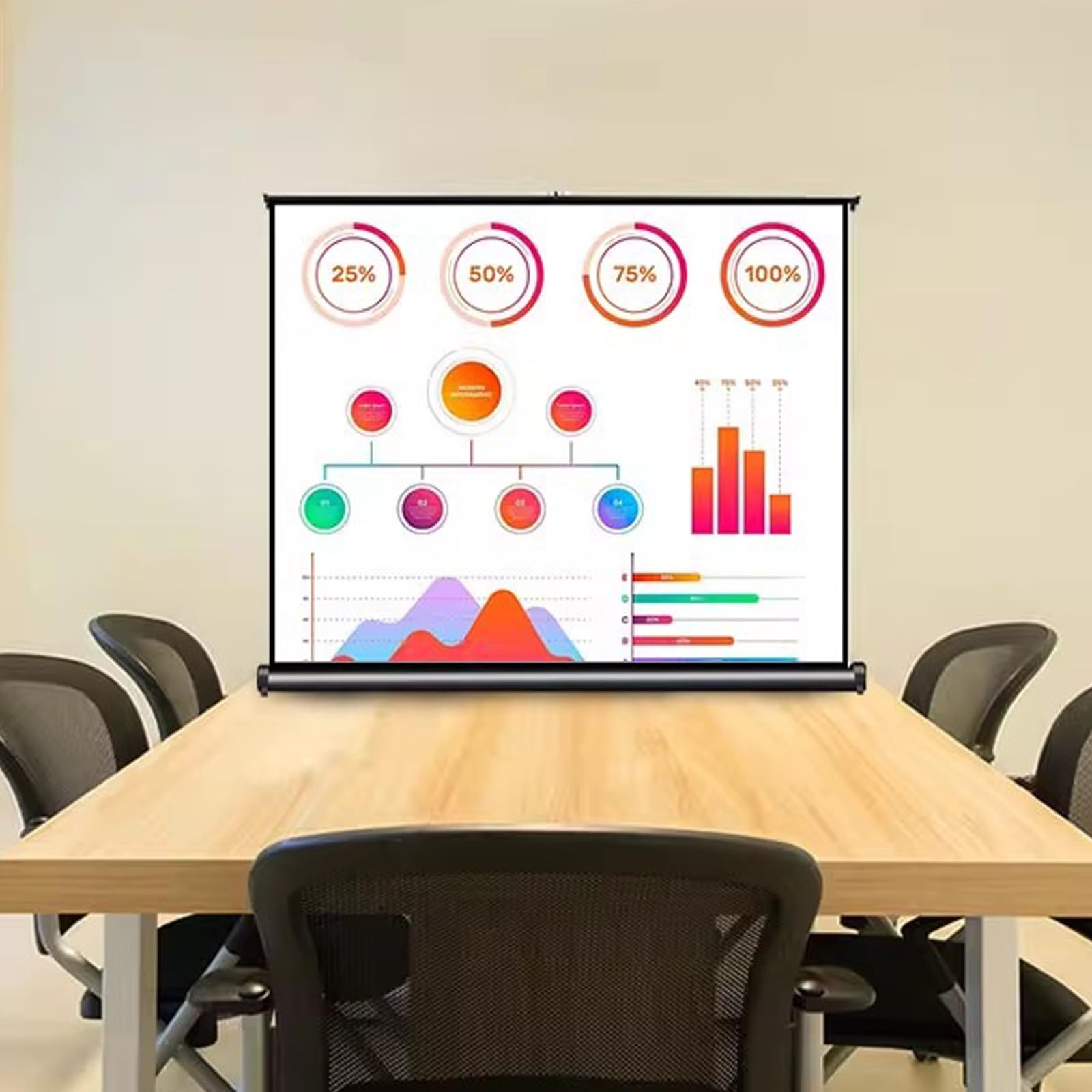 Proiettore Telo Portatile, 30" , 40" , 50" Schermo Di Proiezione Da Tavolo Mobile Telo Proiettore Manuale, Pull-up Telo Proiettore Per Esterno/Interno Cinema，schermo Di Proiezione Pieghevole(4:3,30")