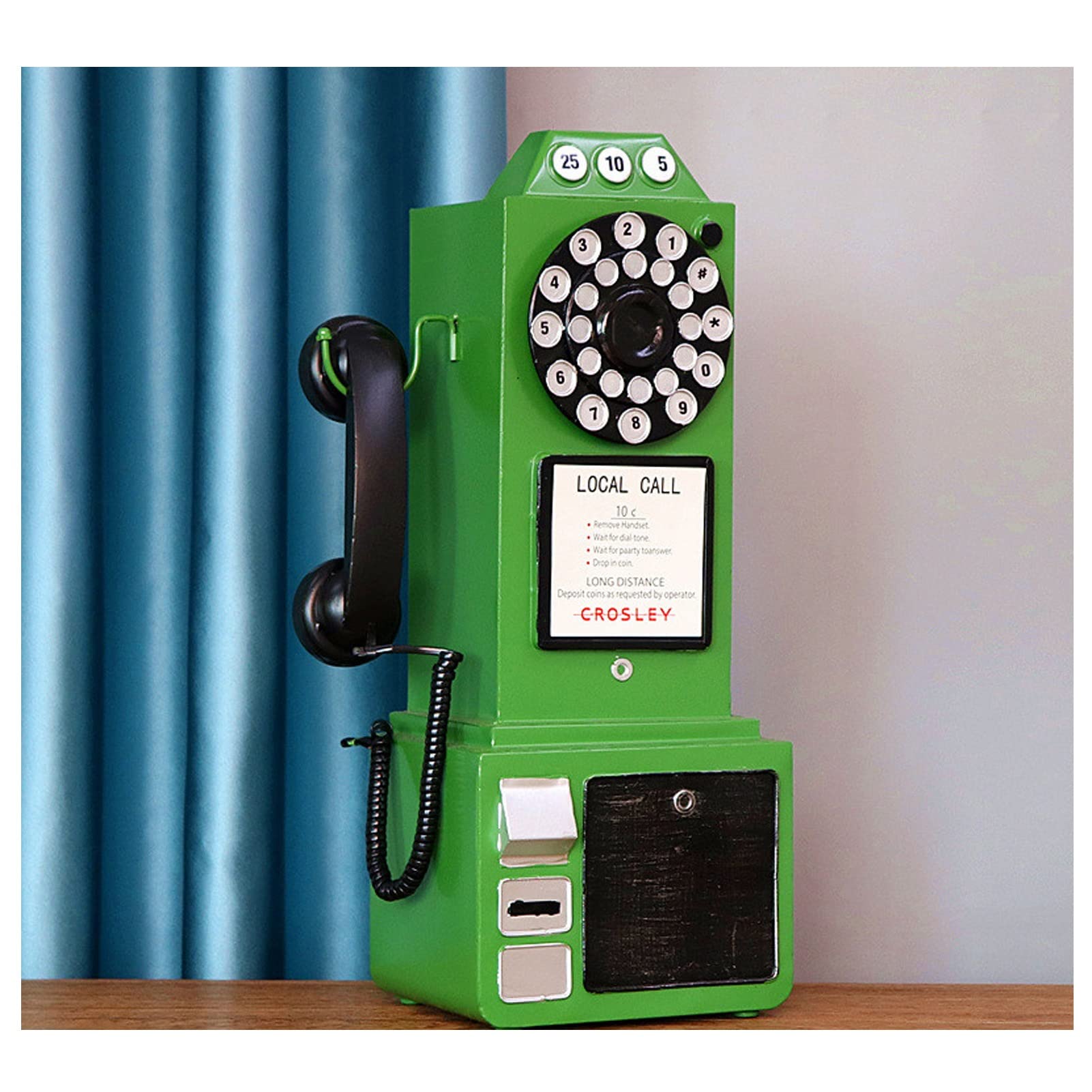 Meiiron Decorative Telephones, Vintage Telephone Model Retro Booth Home Decoration Ornament European-Style Minimalist Home Furnishing Accessories Theme Bar Cafe Display Props (Color : Dark Green)