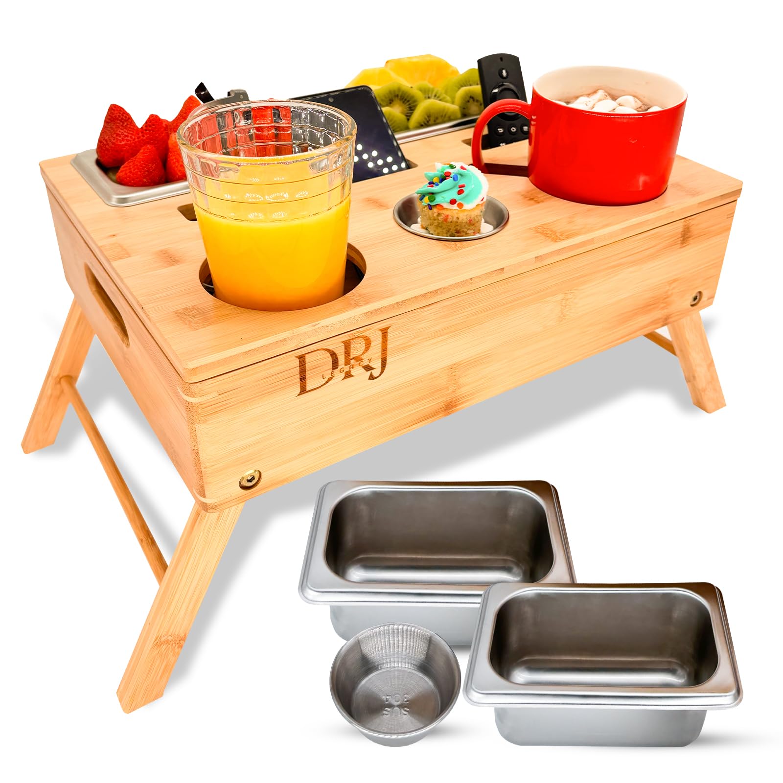 DRJlegacy Couch Cup Holder - Couch Caddy, Couch Cup Holder Tray, Tv Trays for Eating on Couch, Food Trays for Eating on Couch, ç, Couch Caddy with Cup Holder, Couch Console Caddy