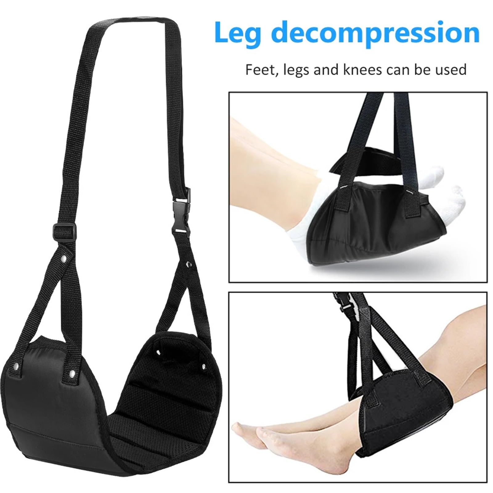 Reposapiés de avión for viaje, hamaca for pies ajustable con bolsa almacenamiento, pierna descanso, longitud, 2 uds