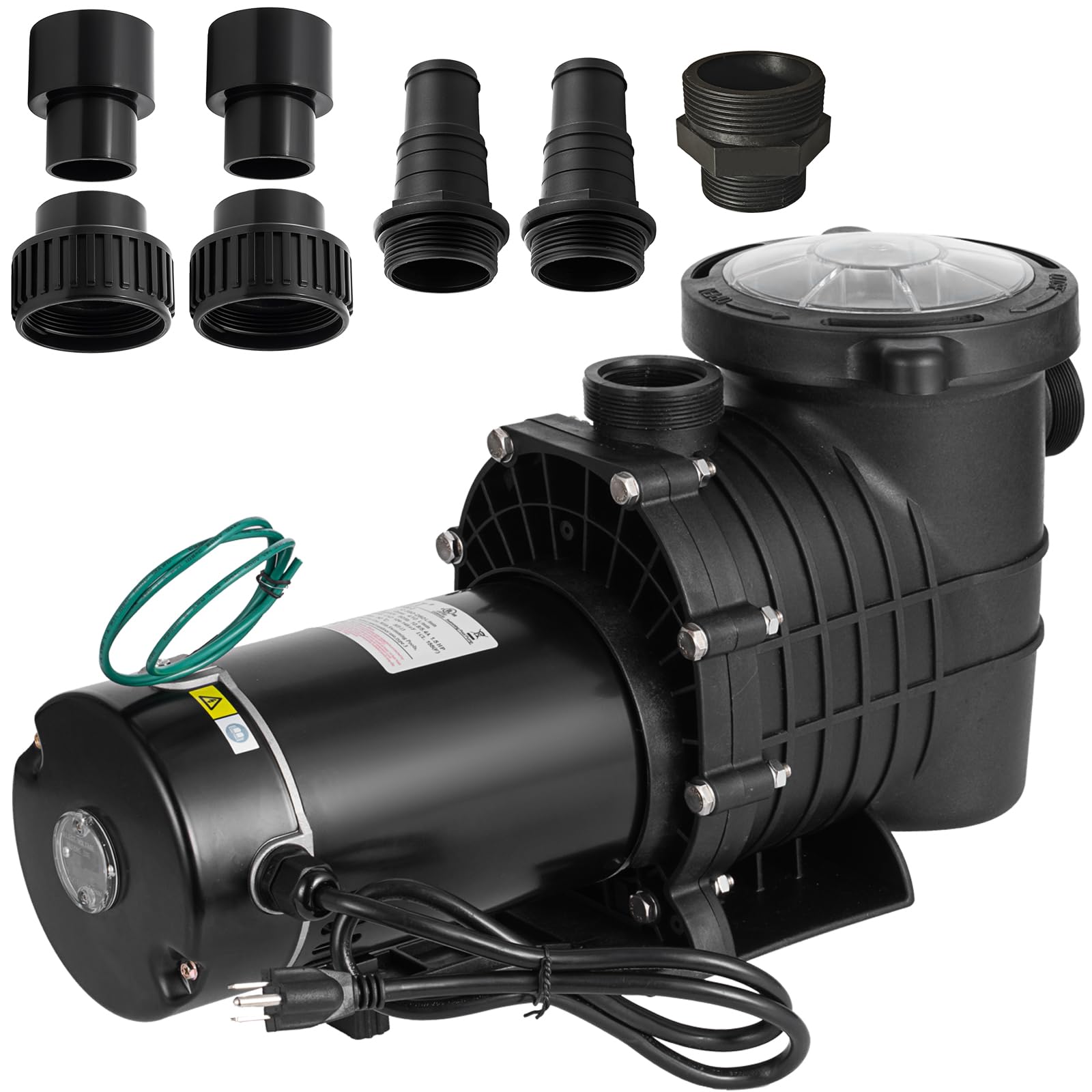 1.5 HP Pool Pump 110 V/220 V Swimming Pool Pump 6500 GPH In/Above Ground Pool Pumps 1100 W Powerful Self Primming Pump for Residential/Commercial Pools, Spas and Hot Tubs, Landscape Fountains