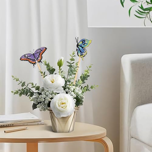 Miniatura 4 de ZORETCO Kit de arte de diamantes de mariposa, 10 piezas de suministros de arte de pintura de diamante, exquisito adorno de mariposa, accesorios de