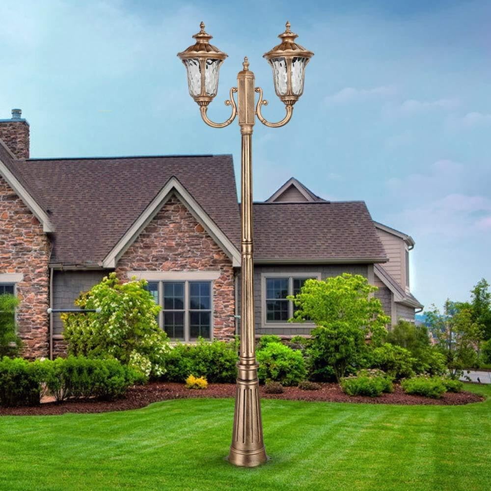 QUSYZD Post Lights Outdoor Lamp Post Lights Outdoor, Outdoor Lamp Post Light Pole Street Light Ip65 Waterproof Fence Column Lighting European Garden Lights High-Gloss Glass,Height 335cm