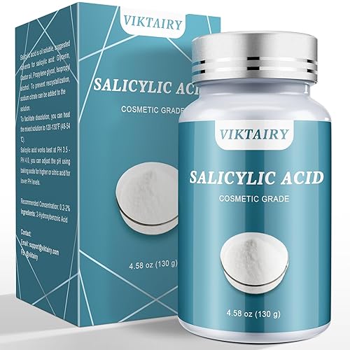 Polvo de ácido salicílico (4.58 oz130 g), ingredientes originales ultra puros de grado cosmético sin aditivos, exfoliante BHA para limpiador de