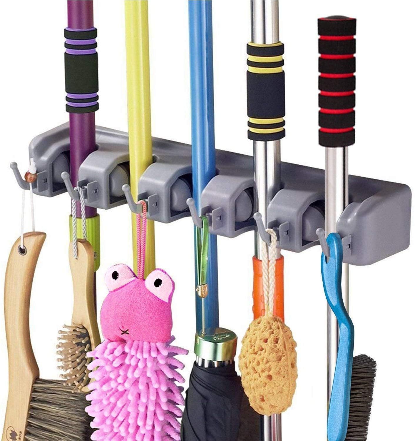 SHIORN SOON Plastic 2 In1 5 Slots and 5 Hooks Wall Mounted Magic Mop Broom Sticks Hanger Stand Organizer Holder (B0CKVXLGXK) Amazon Price History, Amazon Price Tracker