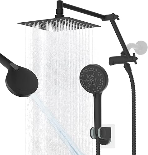 Miniatura 18 de iFealClear Cabezal de ducha filtrado de lluvia de metal, cabezal de ducha de lluvia de alta presión de 10 pulgadas con rociador de mano, lavado