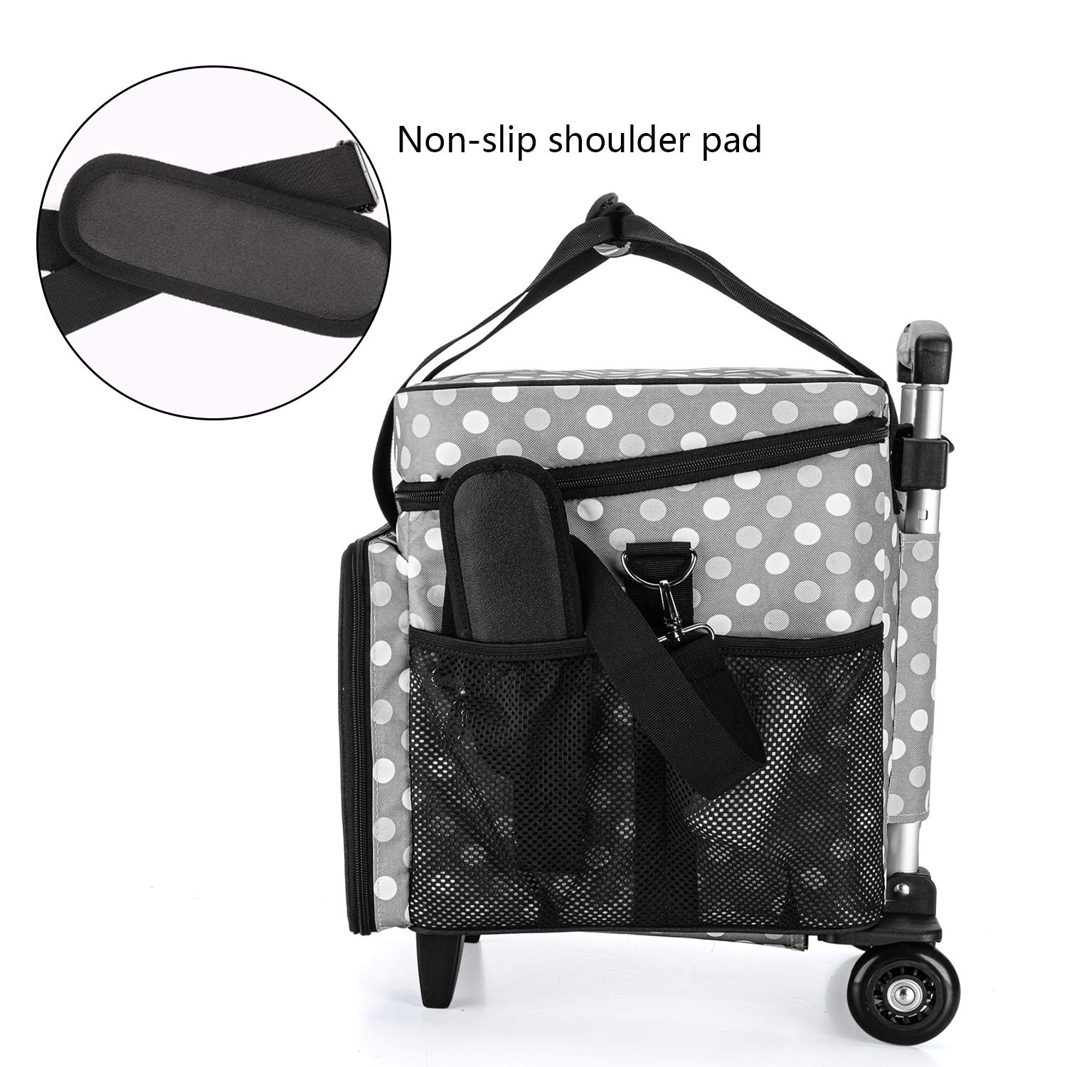 Luxja Overlock Trolley, Abnehmbarer Nähmaschinentrolley für Meiste Gängigen Haushaltsnähmaschinen, Overlock Koffer mit Abnehmbarem Trolley für Transport und Aufbewahrung