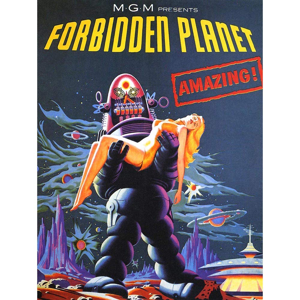 Wee Blue Coo Film Movie Forbidden Planet Robot Rescue Art Print Poster Wall Decor 12X16 Inch