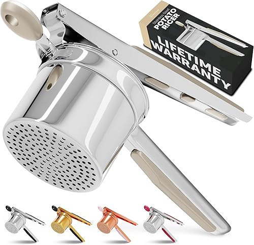 PriorityChef - Ricer de papas grande de 15 onzas, de acero inoxidable resistente, herramienta de cocina, prensa y puré para puré de papas perfecto,