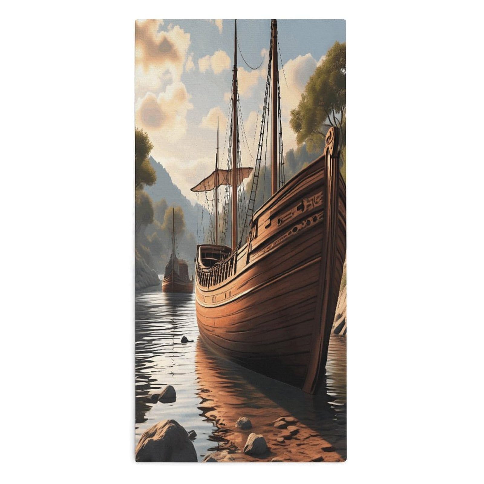 YUXBVKRS Vintage Sailboat Scene Hand Towels for Bathroom 14x29 Inch