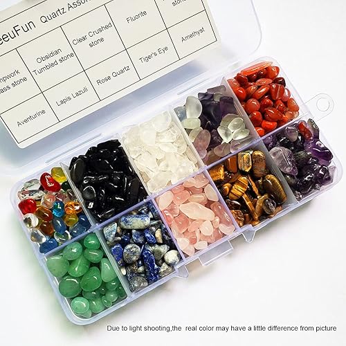 Miniatura 2 de SeeuFun Sin taladrar - Mini piedra de cristal con virutas de piedra para el hogar decoración de interiores fluorita ojo de tigre cuarzo rosa