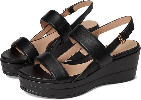 Cole Haan Women's Aislin Wedge Sandals, Black LTR, 8.5