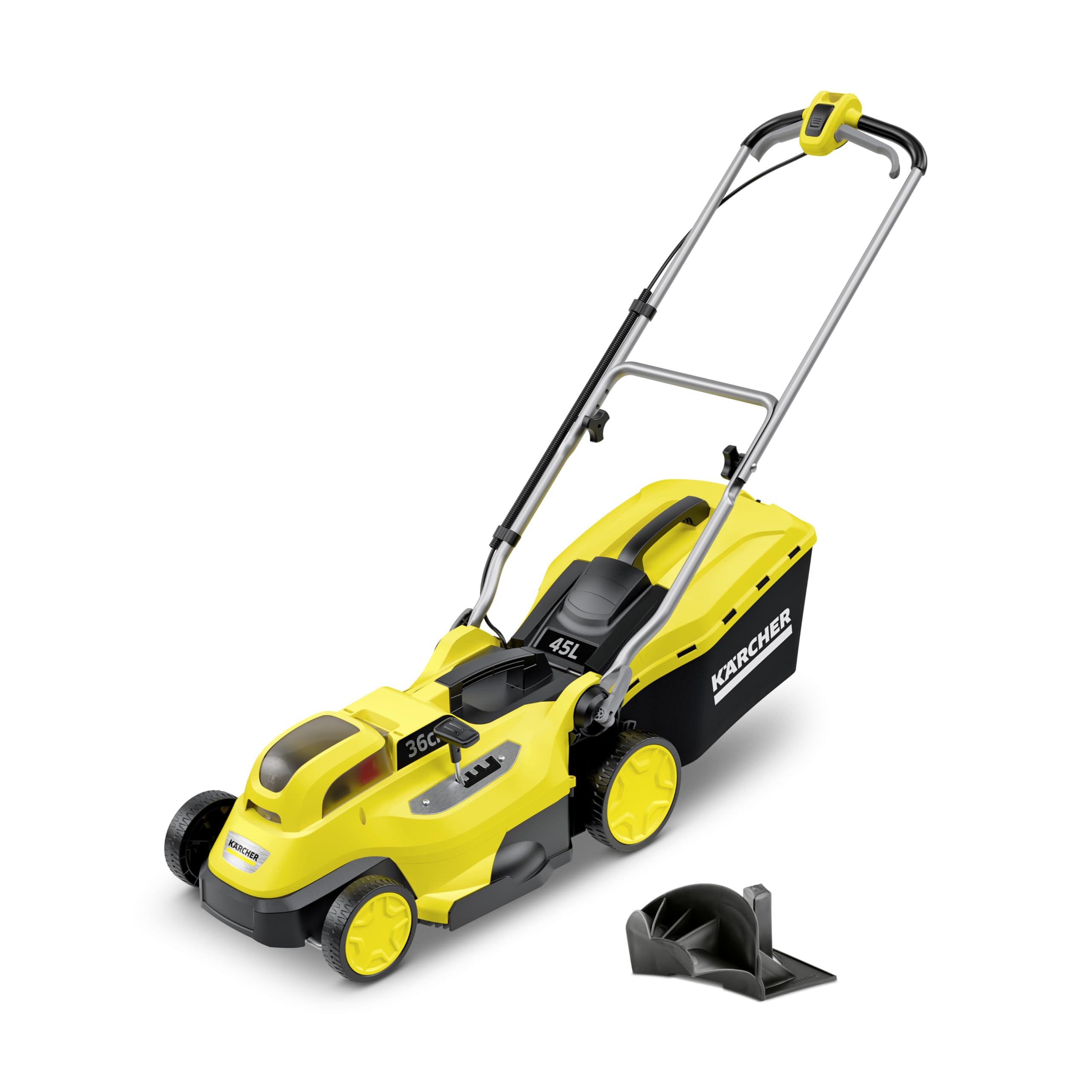 Kärcher 18v Lawn Mower LMO 18-36, Cutting Width: 36cm, Adjustable Cutting Height: 30-70mm, Mulching Plug, 45-Litre Catcher Box, Compatible 18v Battery, Performance: Max. 350m², No Battery