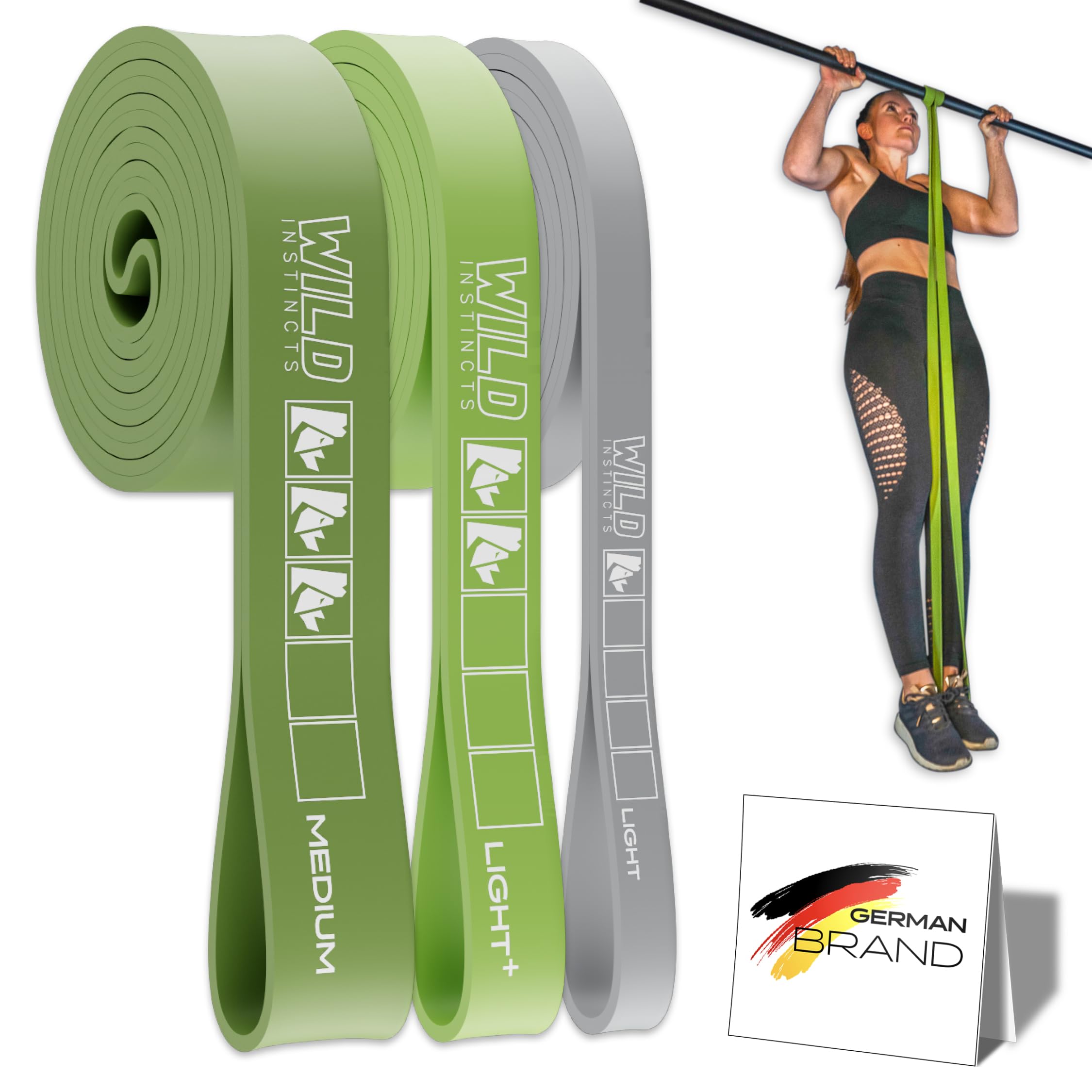 Wild Instincts® Bandes Résistantes pour Tractions/Bandes Élastiques Musculation/Bande Élastique Fitness/Bande Élastique Tractions pour Crossfit & Stretching +Sac