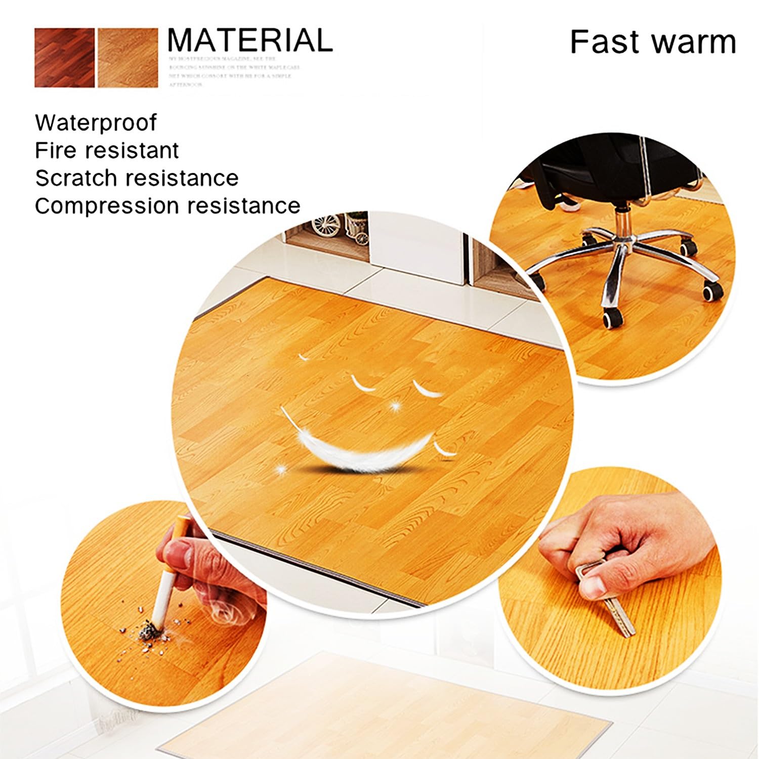 Alfombrillas térmicas para suelos, alfombras eléctricas con calefacción, temporizador y temperatura regulable, almohadilla térmica eléctrica, calentador de suelo para pies(80x100cm)