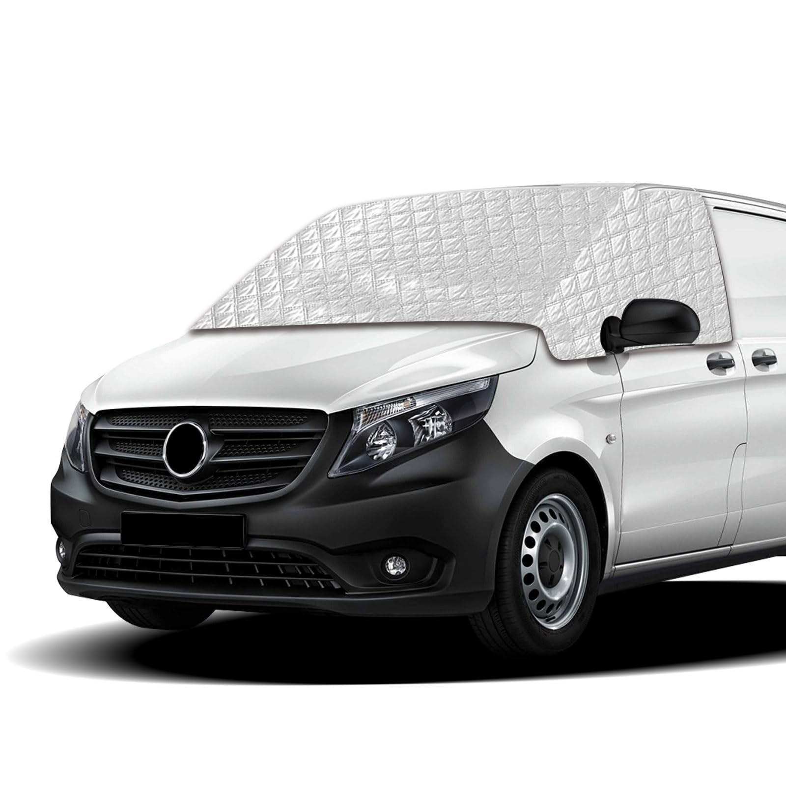 Frontscheibenabdeckung kompatibel mit Mercedes-Benz Vito/V-Klasse/Marco Polo W447 (ab 2014) | 4-Jahreszeiten Sonnenschutz & Frostschutz | Hitzeschutz, EIS & UV | Inkl. Tasche