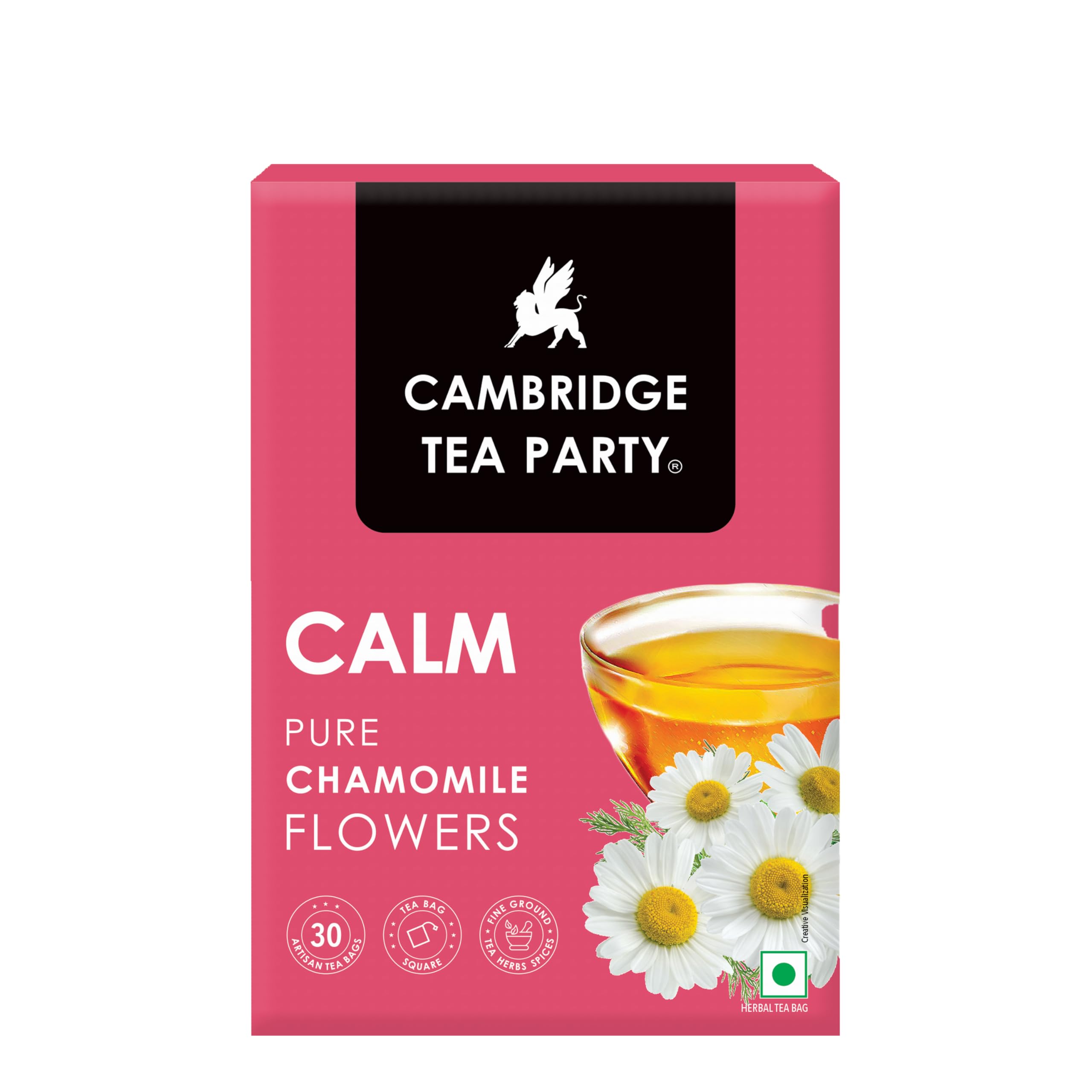 Cambridge Tea Party Calm 30 Tea Bags, Pure Chamomile Flower, Infusion Tea Tisane (sleep, relax, digestion, weight loss, slim)